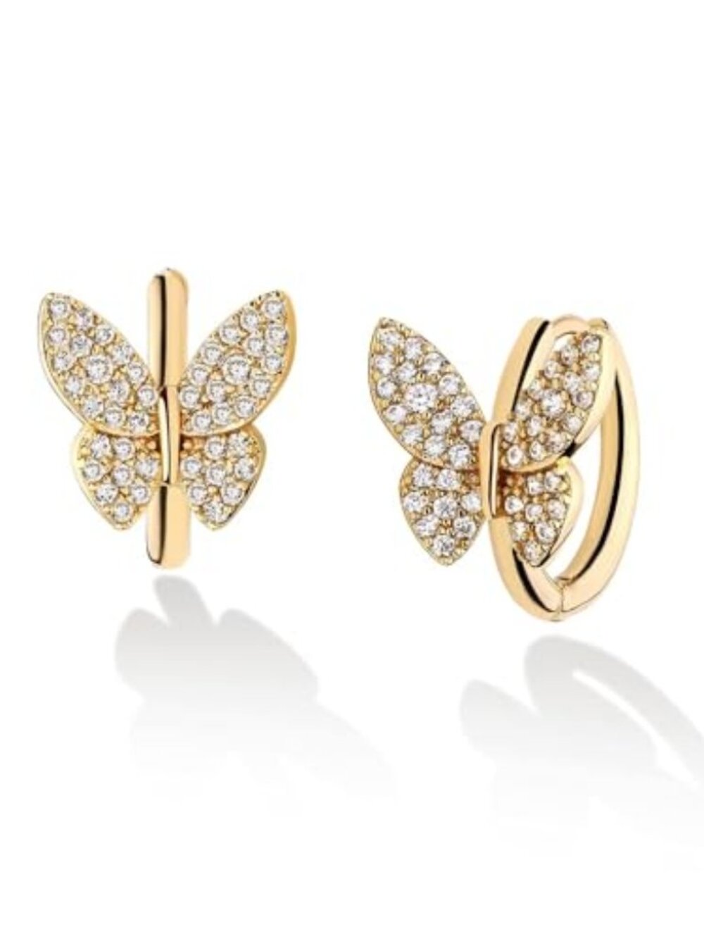 New - Cubic Zirconia Huggie Earrings 14k Gold Plated Tiny‎ Earrings Small Huggie